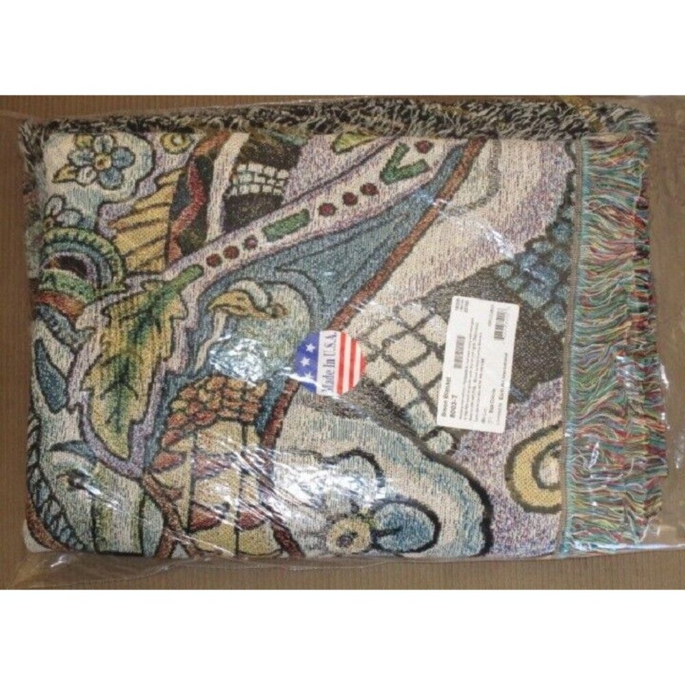 New Bison Buffalo Northwest Woven Cotton Afghan Throw Blanket Native American - Picture 2 of 2